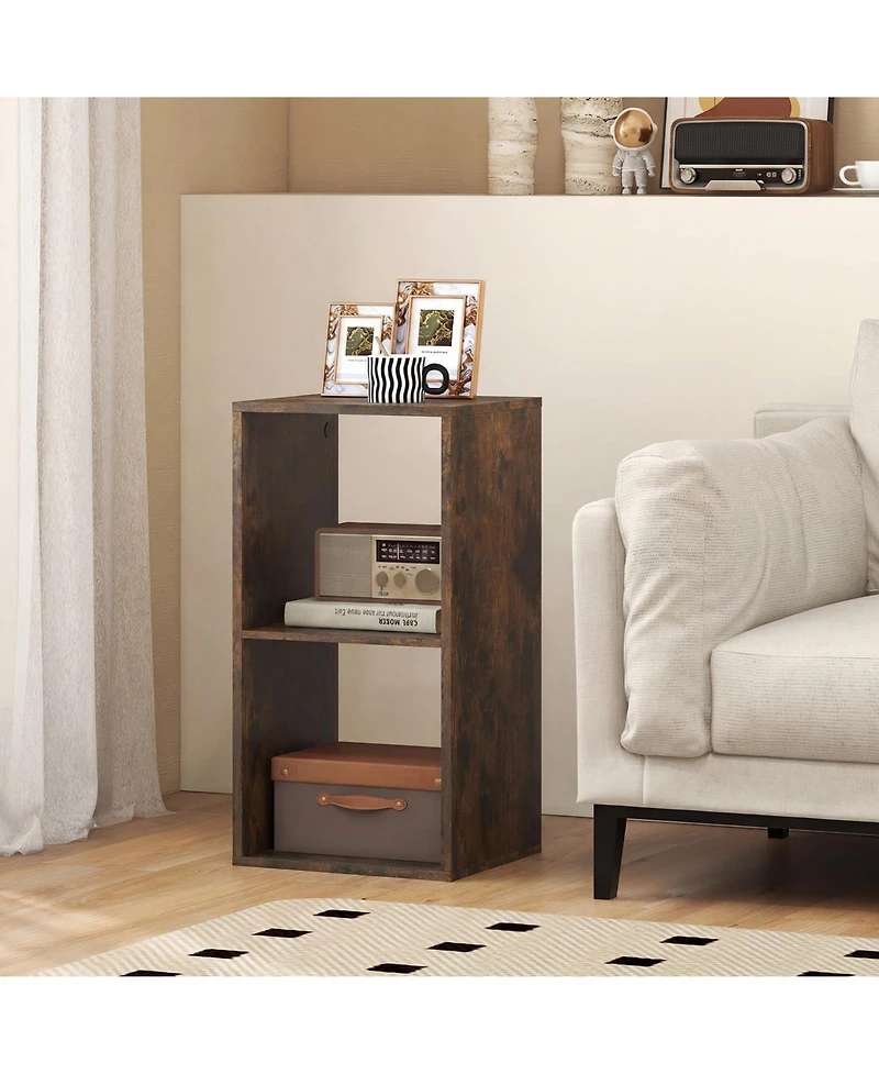 Gymax 2PCS 2-Cube Bookcase w/ Anti-tip Kit 2-Tier Open Back Bookshelf for Bedroom