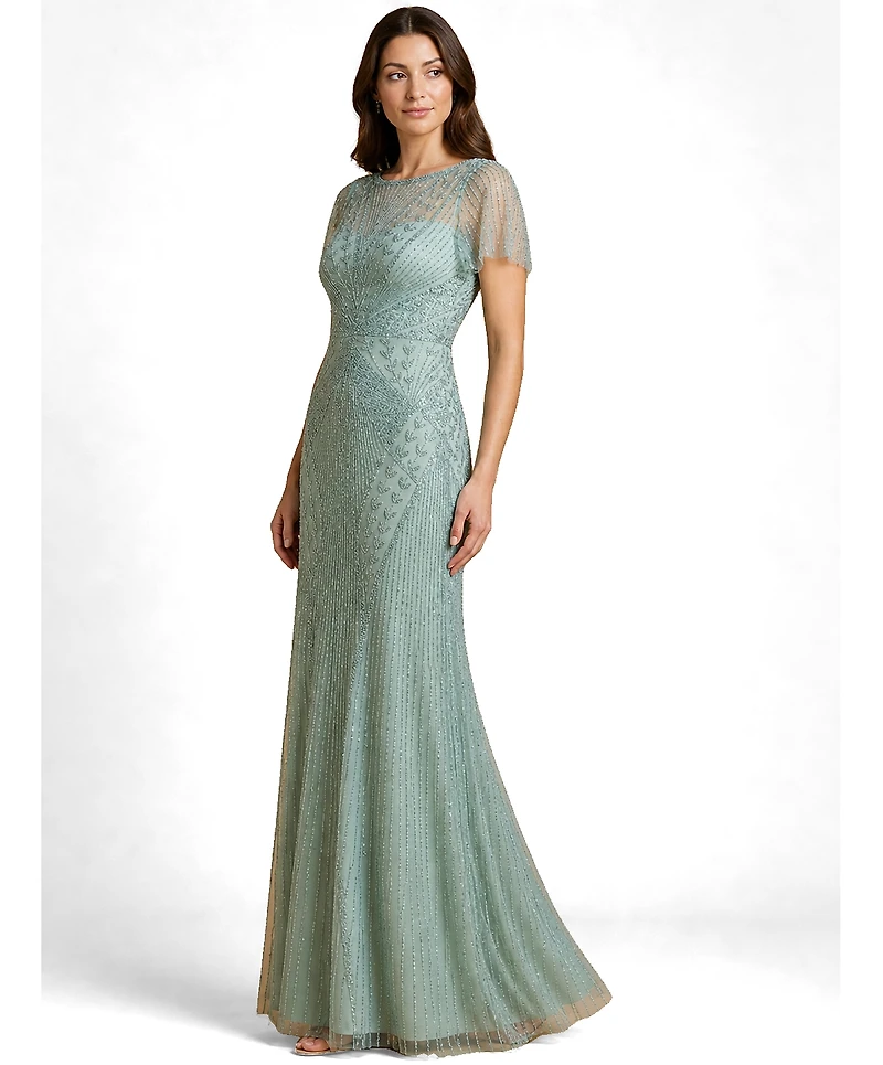 Lara Women's Beaded Flutter Sleeve Gown