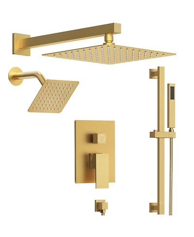 Everstrein 10" High-Pressure Rainfall Shower Faucet with Handheld Spray and Slide Bar Wall Mount Dual Head System