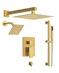 Everstrein 10" High-Pressure Rainfall Shower Faucet with Handheld Spray and Slide Bar Wall Mount Dual Head System