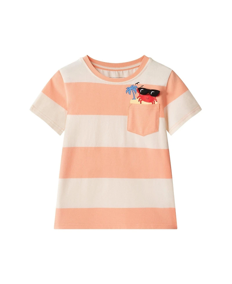 Andy & Evan Toddler Boys Toddler/Child Striped Crab Graphic Pocket Tee Set