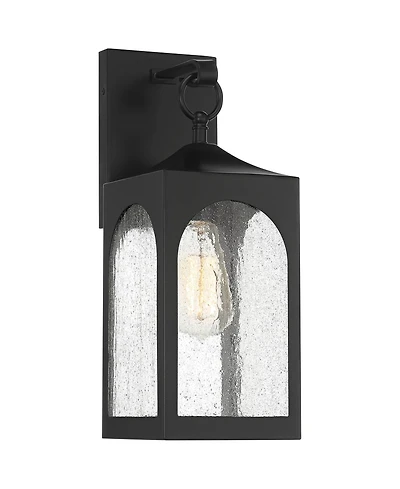 Possini Euro Design Tyne Modern Outdoor Wall Light Fixture Matte Black 16inch Clear Seedy Glass for Post Exterior Barn Deck House Porch Yard