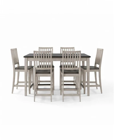 Dawnwood 7-Piece Wood Counter Height Dining Table and Side Chair Set