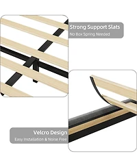 homfan Modern Upholstered Bed Frame with Adjustable Headboard