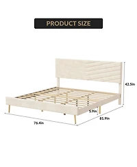 homfan Adjustable Soft Headboard Upholstered Bed Frame