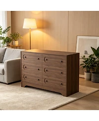 gaomon 6-Drawer Wood Dresser with Handles - Sturdy Vertical Storage Chest for Bedroom, Hallway, Closet Modern Wooden Tower Drawer Unit