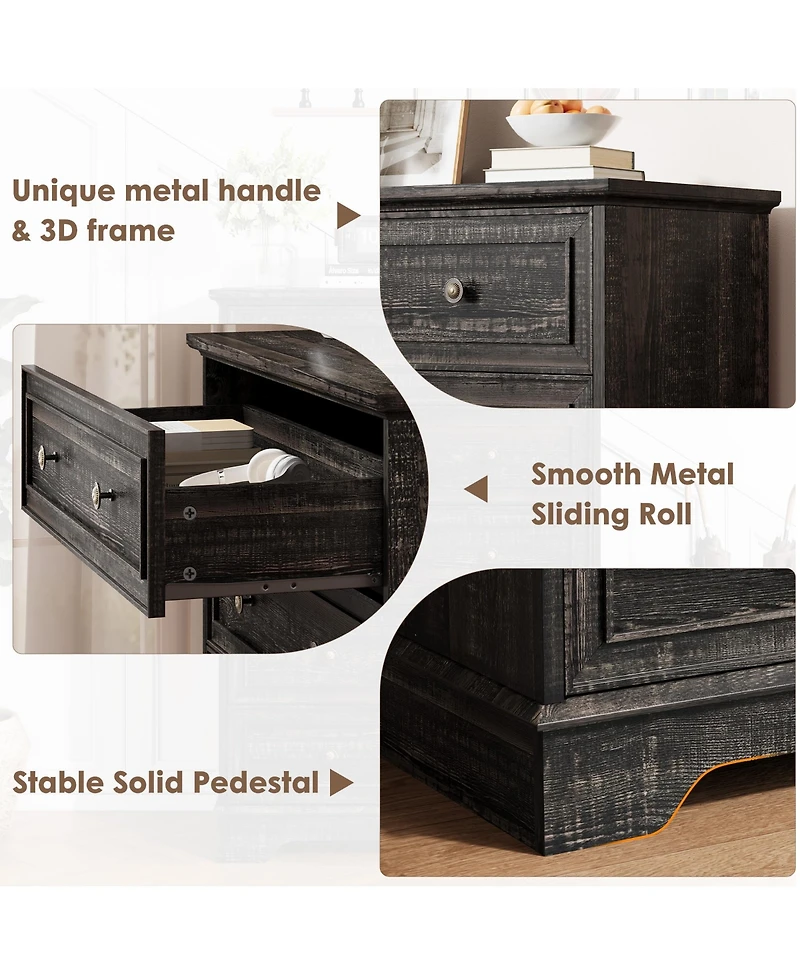 gaomon 5 Drawer Dresser for Bedroom - Vertical Chest of Drawers, Farmhouse Tall Cabinet Organizer Living Room, Hallway