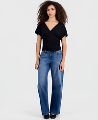 Madden Girl Juniors' Dolman-Sleeve V-Neck Top