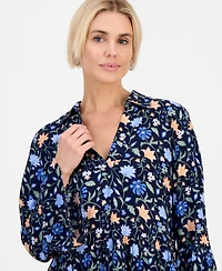 Style & Co Petite Printed 3/4-Sleeve Tiered Shift Dress, Macy's Exclusive