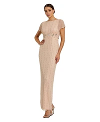 Mac Duggal Women's Sleeveless Beaded Blouson Column Gown