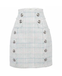 Pre-Owned Balmain Women's Tweed Button Detail High- Skirt