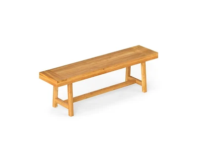 Slickblue Wooden Bench Seat for 3 People Sturdy Solid Wood Design