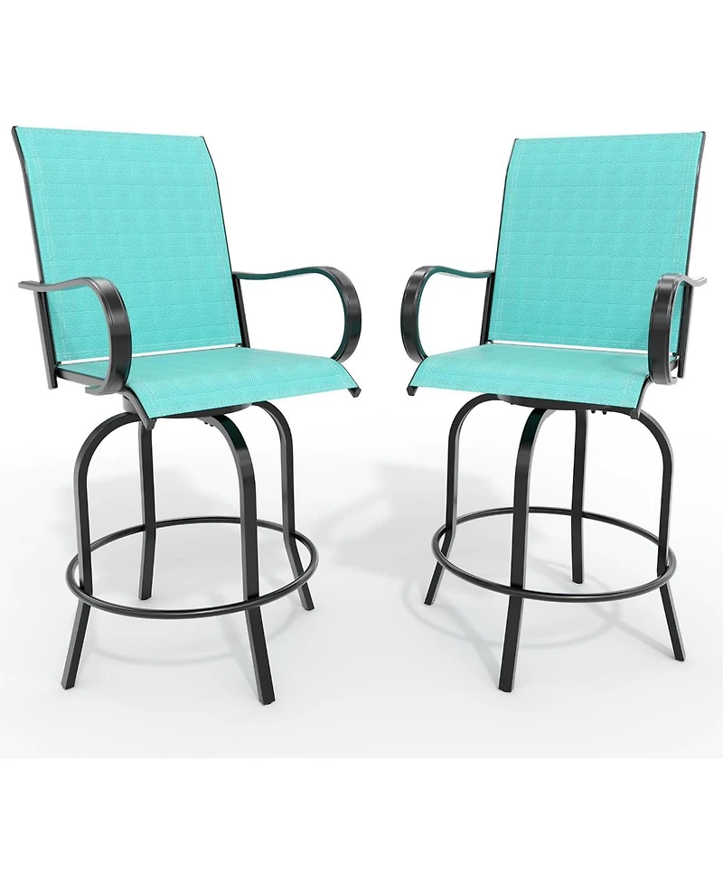 gaomon All-Weather Textilene Fabric Outdoor Swivel Bar Stools - Bar Height Chairs with High Back and Armrest, 360 Degrees Swivel for Patio and Deck