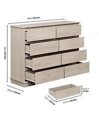 homfan Engineered Wood Dresser with Smooth-Glide Faux-Linen-Lined Drawers, Integrated Pulls and Wide Top, Raised Base for Stable Bedroom Storage
