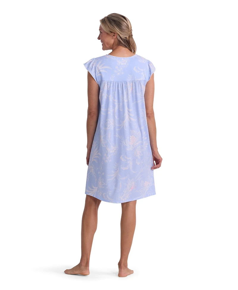 Miss Elaine Women's Short-Sleeve Printed Short Nightgown