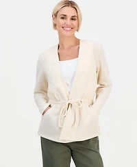 Style & Co Petite Luxsoft Tied-Lapel Knit Jacket, Macy's Exclusive