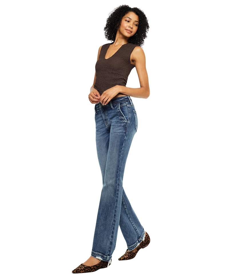 KanCan Women's Usa Juniors' Delcie Mid-Rise Bootcut Jeans