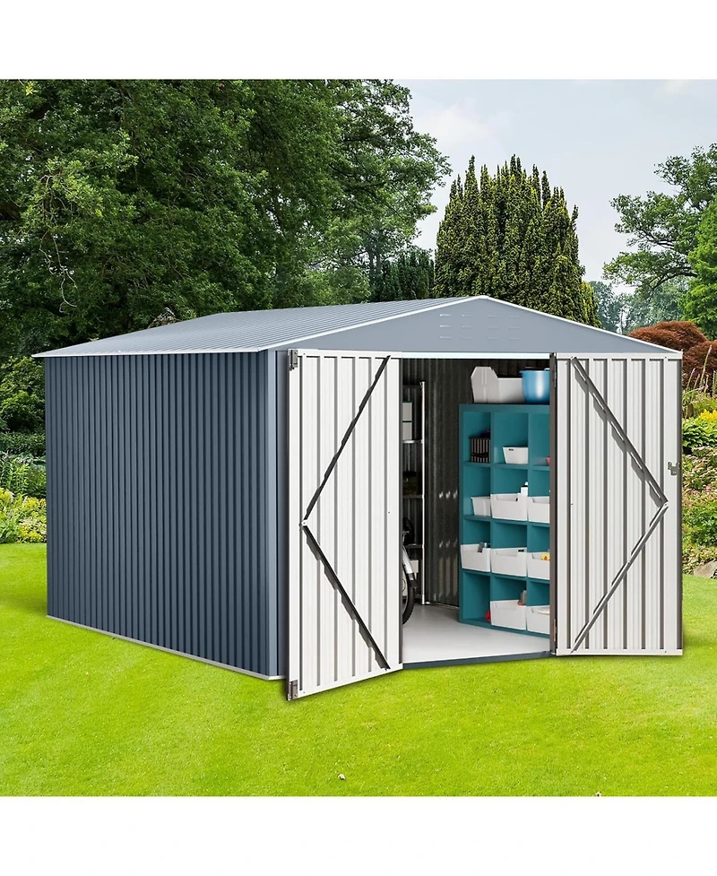 gaomon Outdoor Metal Storage Shed, Large Metal Storage Sheds with Sturdy Frame Structure, Garden Tool Shed with Lockable Door for Garden, Lawn