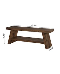 Slickblue Entryway Shoe Bench with 2-Tier Wooden Shelf Design