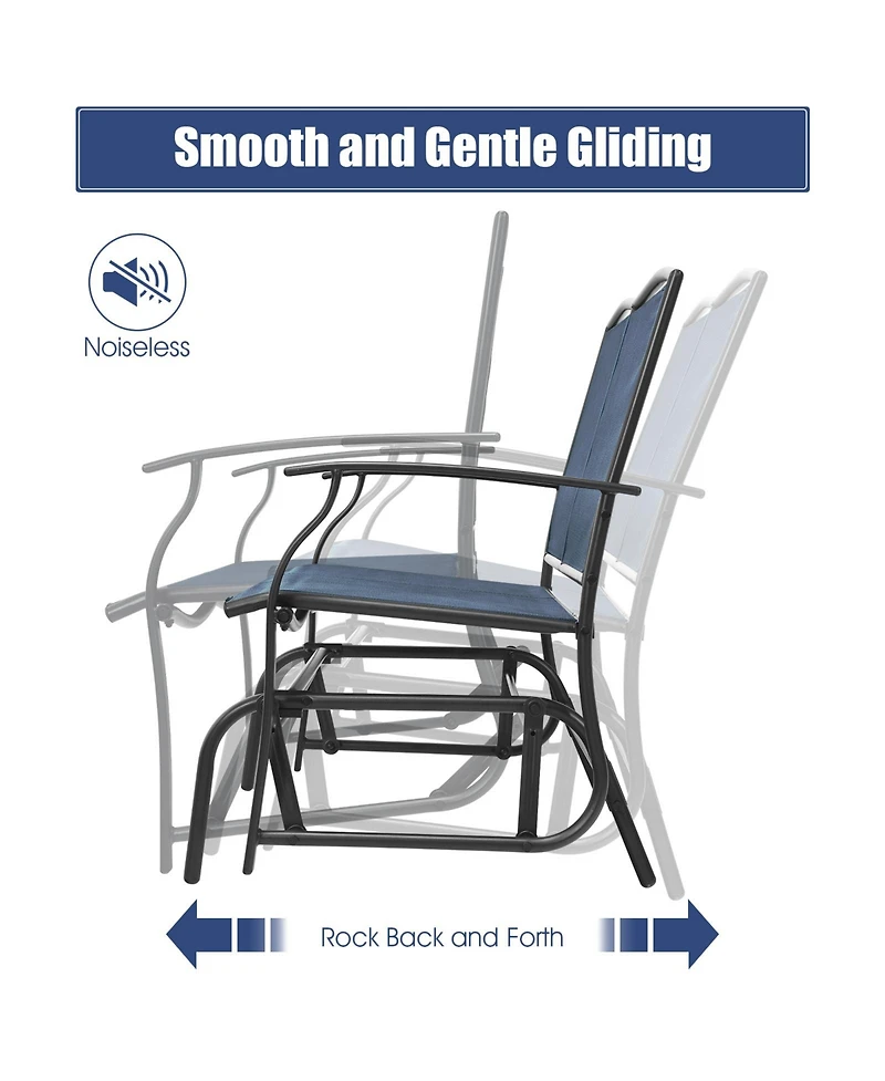 Gymax Patio Glider Rocking Bench Double 2 Person Chair Loveseat Garden