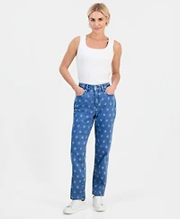 Style & Co Petite Printed High-Rise Straight Jeans, Macy's Exclusive