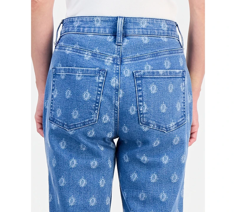 Style & Co Petite Printed High-Rise Straight Jeans, Macy's Exclusive