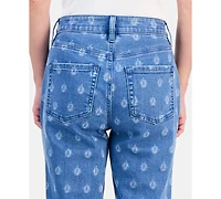 Style & Co Petite Printed High-Rise Straight Jeans, Macy's Exclusive