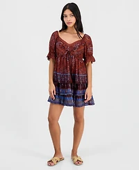 And Now This Petite Paisley Puff-Sleeve Mini Dress, Macy's Exclusive
