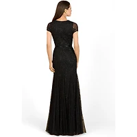 Lara Women's Beaded Mermaid Cap Sleeve Gown