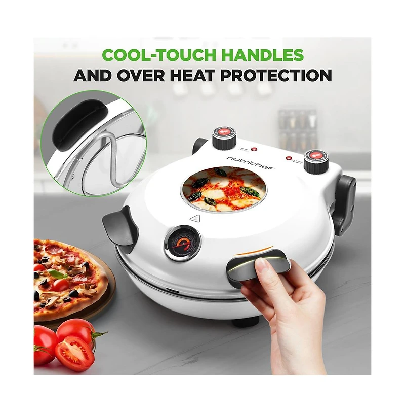 Countertop Pizza Maker - Electric Pizza Oven with Temperature Controls, Window and Thermometer
