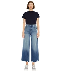 KanCan Women's Shelly High Rise Cropped Wide Leg Jeans