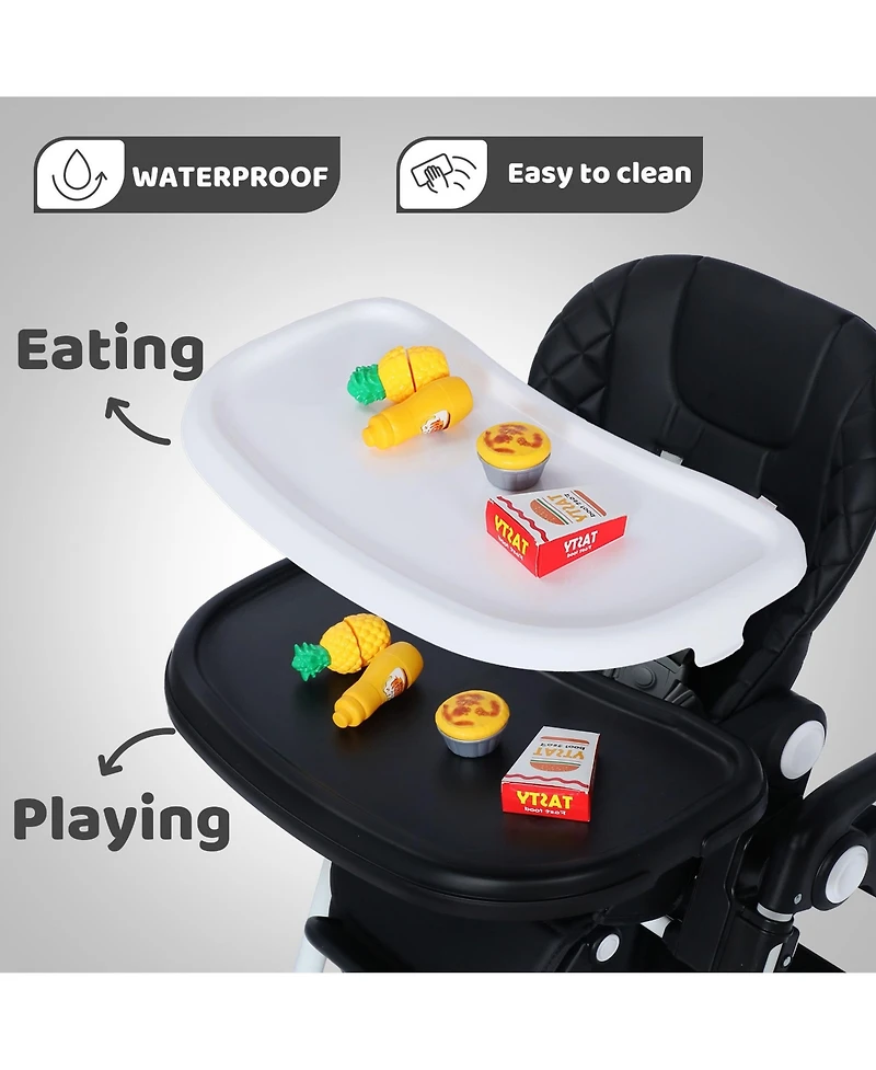 Kinder King Baby Convertible High Chair with Adjustable Height, Double Tray and Compact Fold,