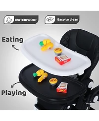 Kinder King Baby Convertible High Chair with Adjustable Height, Double Tray and Compact Fold,
