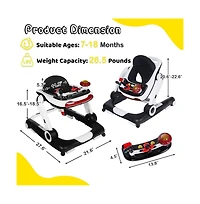 Kinder King 5-in-1 Baby Activity Walker with Music and Lights, Adjustable Height Safety Bumper