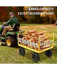 gaomon Heavy Duty 1500 lbs Capacity Steel Garden Cart with Removable Sides All-Terrain Wheels and Atv Trailer Compatibility