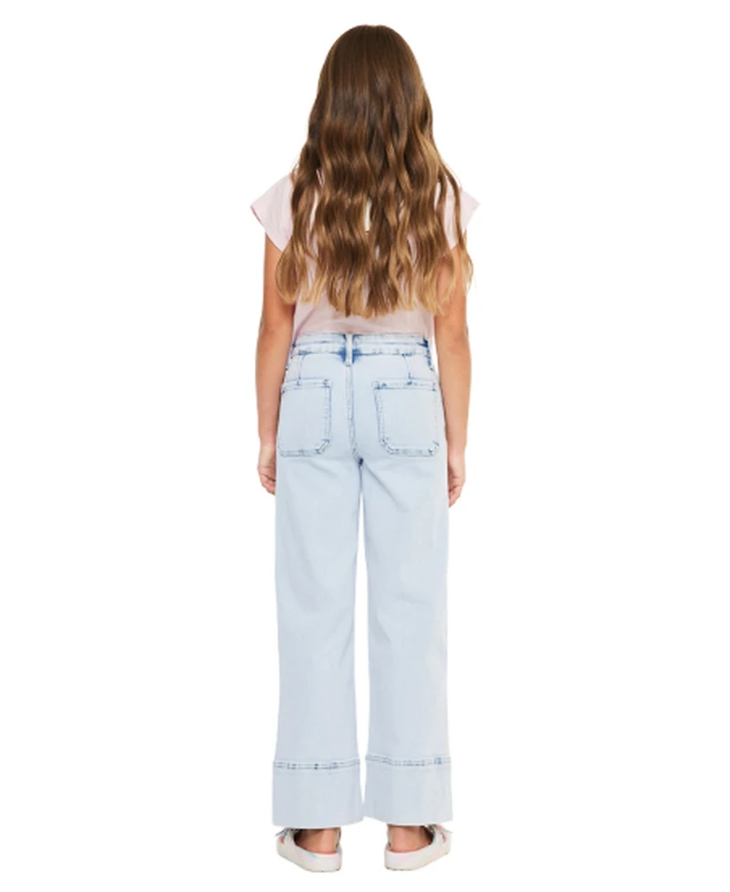 KanCan Big Girls Usa Kassie High Rise Crop Wide Leg Jeans