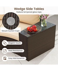 Gymax Set Of 5 Patio Furniture Set w/Tempered Glass Top Side Tables Back and Seat Cushions