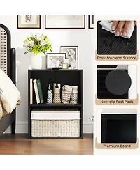 Gymax Bookcase with 2 Open Cubes Floor Standing Bookshelf with 5-Position Adjustable Shelf
