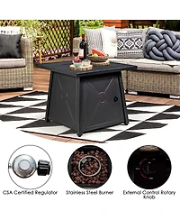 Gymax 5PCS Outdoor Patio Furniture Set w/ 50000 Btu Propane Fire Pit Table Cushions