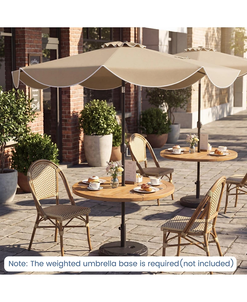 Gymax Ft Scalloped Solar Patio Umbrella Market Table w/ 24 Led Lights