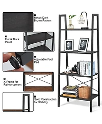 Gymax 4-Tier Ladder Shelf Ladder Bookcase Bookshelf Display Rack Plant Stand
