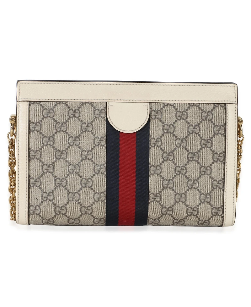 Pre-Owned Gucci Cream Gg Supreme Web Ophidia Gg Small Shoulder Bag