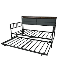 Slickblue Daybed with Trundle and Metal Frame, Sofa Bed Headboard for Guest Room