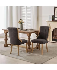 Clihome Snow Velvet Dining Chairs, Mid-Century Style with Curved Wood Trim and Sculpted Legs, Upholstered Comfort for Dining