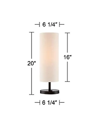 360 Lighting Heyburn Modern Accent Table Lamps 20" High Set of 2 with Usb and Ac Power Outlet in Base Oatmeal Cylinder Shade for Bedroom Desk