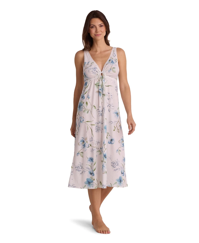 Miss Elaine Women's Sleeveless Printed Long Gown