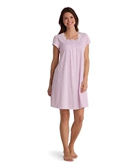 Miss Elaine Women's Short-Sleeve Square Neck Short Gown