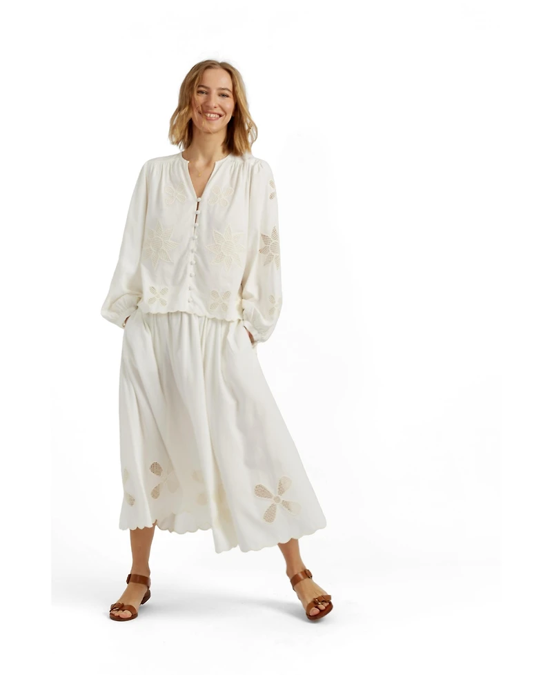 Chinti & Parker Women's Linen-Blend Broderie Skirt