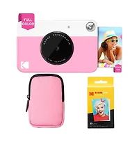 Kodak Printomatic Instant Print Camera Bundle with Pink Soft Case and 20-Pack Zink Photo Paper