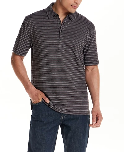 Vintage & Black Men's Short-Sleeve Jacquard Stripe Polo Shirt